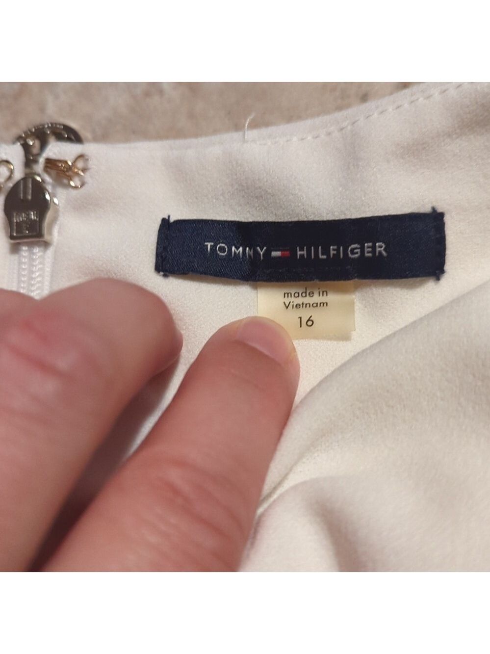 Tommy Hilfiger A Line Dress Navy Teal Cream Size 16 - Picture 11 of 14